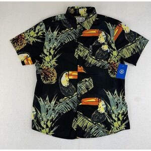 Hurley Shirt Toucan AOP SS Woven Button Up Floral Tropical Pineapple Mens M NWT‎